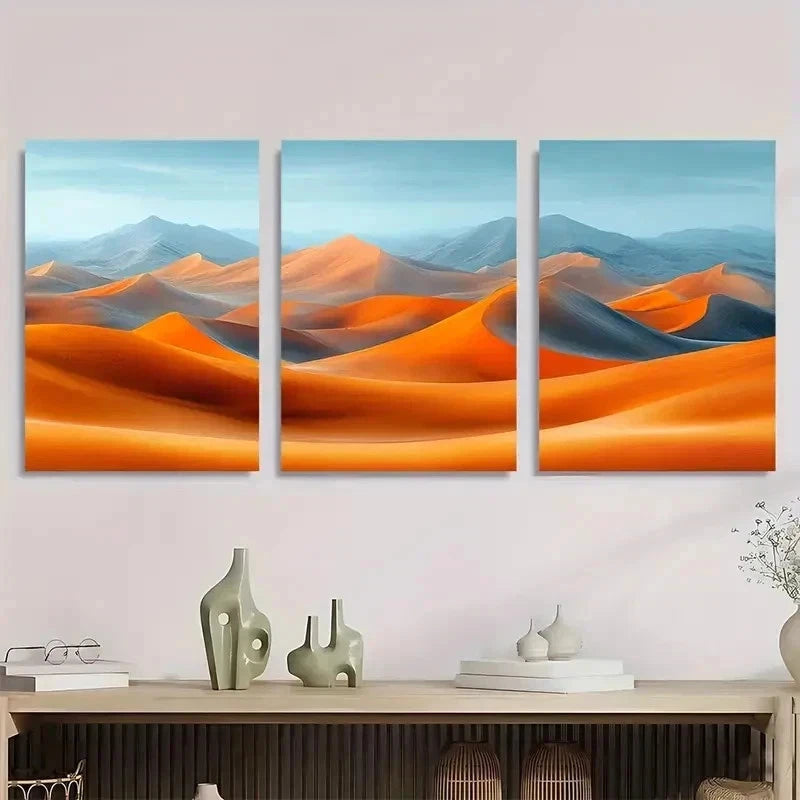 3pcs Desert Dunes Abstract Minimalist Perfect Wall Art Set Canvas Framed 50x70cm - High Quality Print 100% Australian Made Wall Canvas Ready to Hang - Bella Home Decor