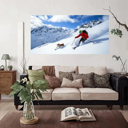 Vintage Winter Sports Wall Art Canvas Office Home Room Framed 120x60cm
