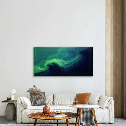 Green Blue Abstract Painting Wall Art Canvas Office Home Room Framed 120x60cm