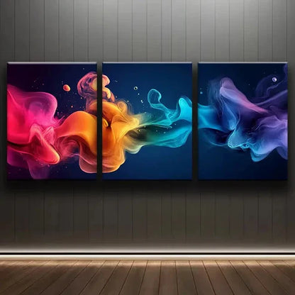 3pcs Vibrant Explosion of Colors Neon Perfect Wall Art Set Canvas Unframed - High Quality Print 100% Australian Made Wall Canvas