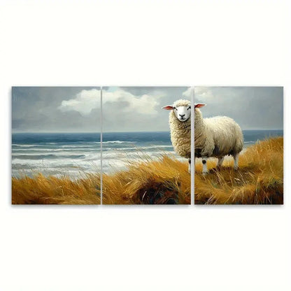 3pcs Ireland Oil Painting Sheep S  Wall Art Set Canvas Framed 40x60cm - High Quality Print 100% Australian Made Wall Canvas Ready to Hang