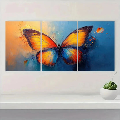 3pcs Colorful Vibrant Butterfly Wall Art Set Canvas Framed 40x60cm - High Quality Print 100% Australian Made Wall Canvas Ready to Hang - Bella Home Decor