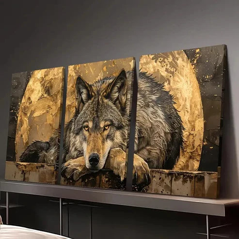 3pcs Wolf on the Moon Abstract Wall Art Set Canvas Unframed – High Quality Print 100% Australian Made Wall Canvas
