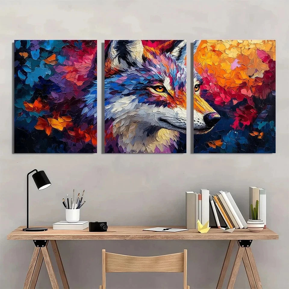 3pcs Contemporary Style Animal Pattern Metal Print Ready to Hang Art