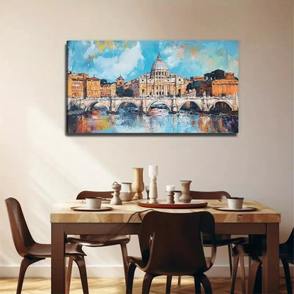 Vibrant Rome Cityscape Wall Art Canvas Office Home Room Framed 120x60cm