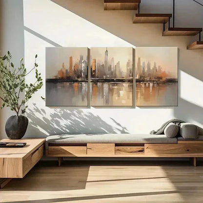 3pcs Abstract Modern Cityscape Decor Wall Art Canvas Unframed - High Quality Print 100% Australian Made Wall Canvas - Bella Home Decor