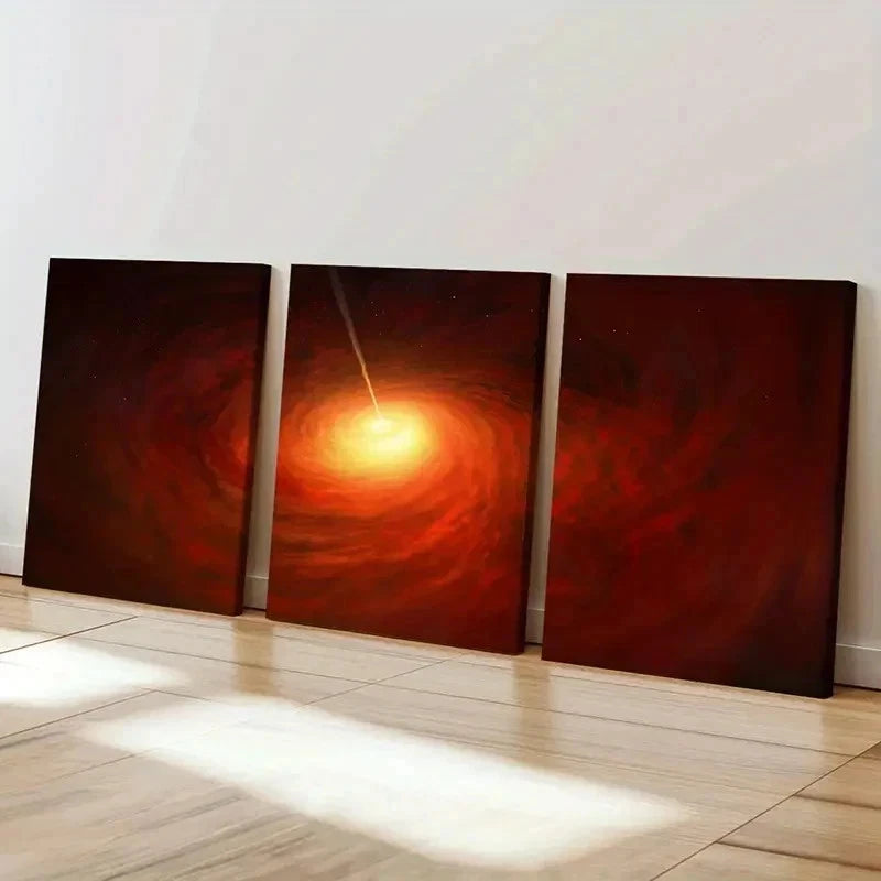 3pcs Universe Black Hole Vortex Modern Wall Art Set Canvas Framed 60x90cm - High Quality Print 100% Australian Made Wall Canvas Ready to Hang