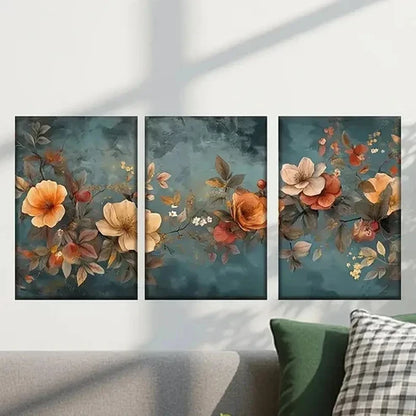 3pcs Painting of Orange Yellow Flowers Wall Art Canvas Unframed - High Quality Print 100% Australian Made Wall Canvas