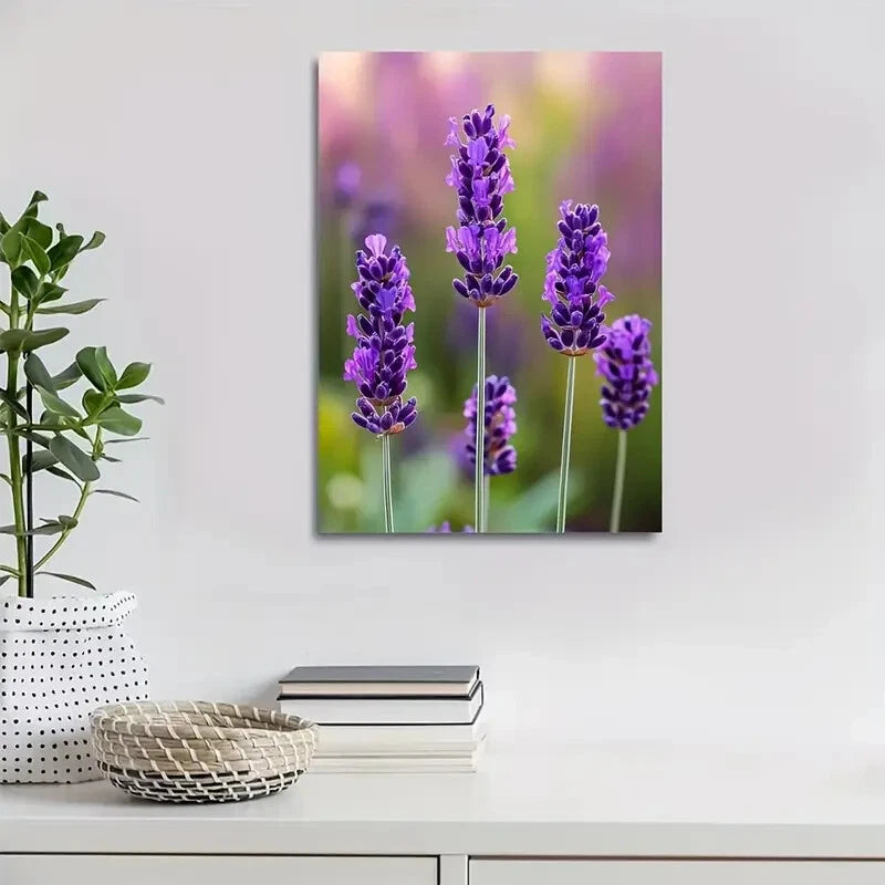 Beautiful Vibrant Purple Floral Painting 40x60cm Metal Print Ready to Hang - Bella Home Decor