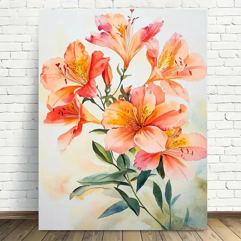 Beautiful Vibrant Orange Blossoms Watercolor Painting 40x60cm Metal Print Ready to Hang - Bella Home Decor