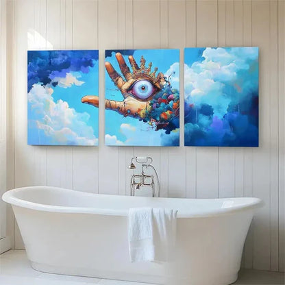 3pcs Mystical Hand & Eye Surreal Vision Perfect Wall Art Canvas Unframed – High Quality Print 100% Australian Made Wall Canvas