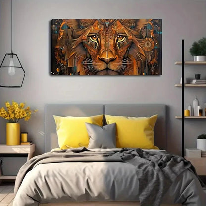 Cyberpunk Style Lion Face Real Wall Art Canvas Office Home Room Framed 120x60cm