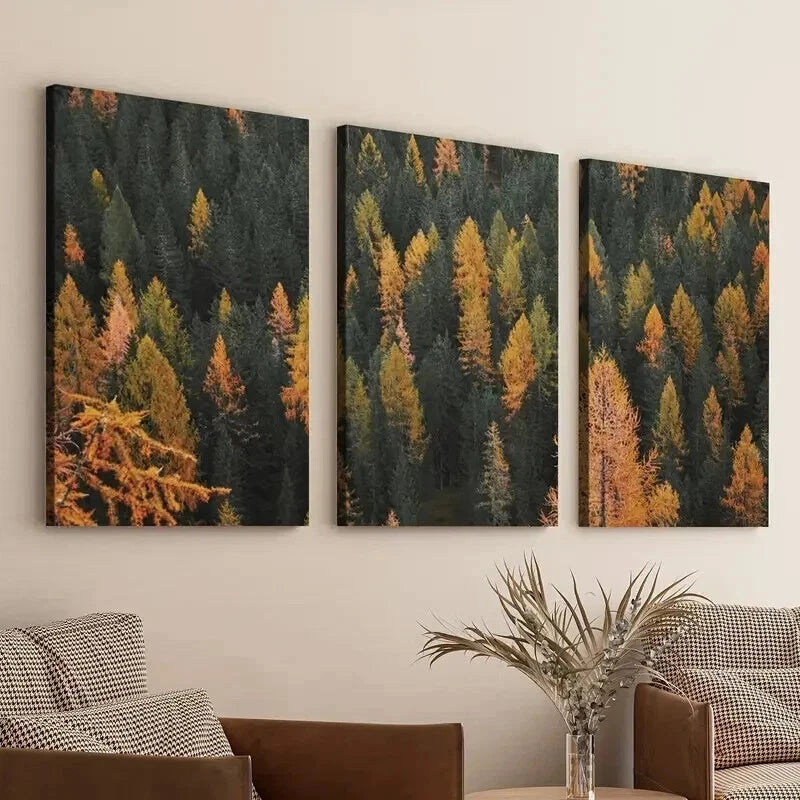 3pcs Autumn Pine Forest Colorado Scenery Wall Art Set Canvas Framed 50x70cm - High Quality Print 100% Australian Made Wall Canvas Ready to Hang