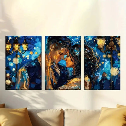 3pcs Lovers under the starry night 50x70cm - High Quality Print 100% Australian Made Wall Canvas Ready to Hang - Bella Home Decor