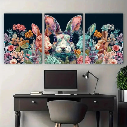 3pcs Colorful Animal Print Aesthetic Perfect Wall Art Set Canvas Framed 50x70cm - High Quality Print 100% Australian Made Wall Canvas Ready to Hang - Bella Home Decor