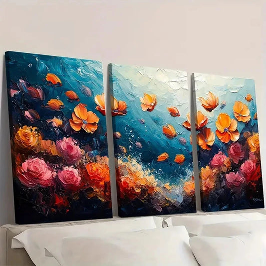 3pcs Hawaii Fish & Coral Reef HF Wall Art Set Canvas Framed 40x60cm - High Quality Print 100% Australian Made Wall Canvas Ready to Hang