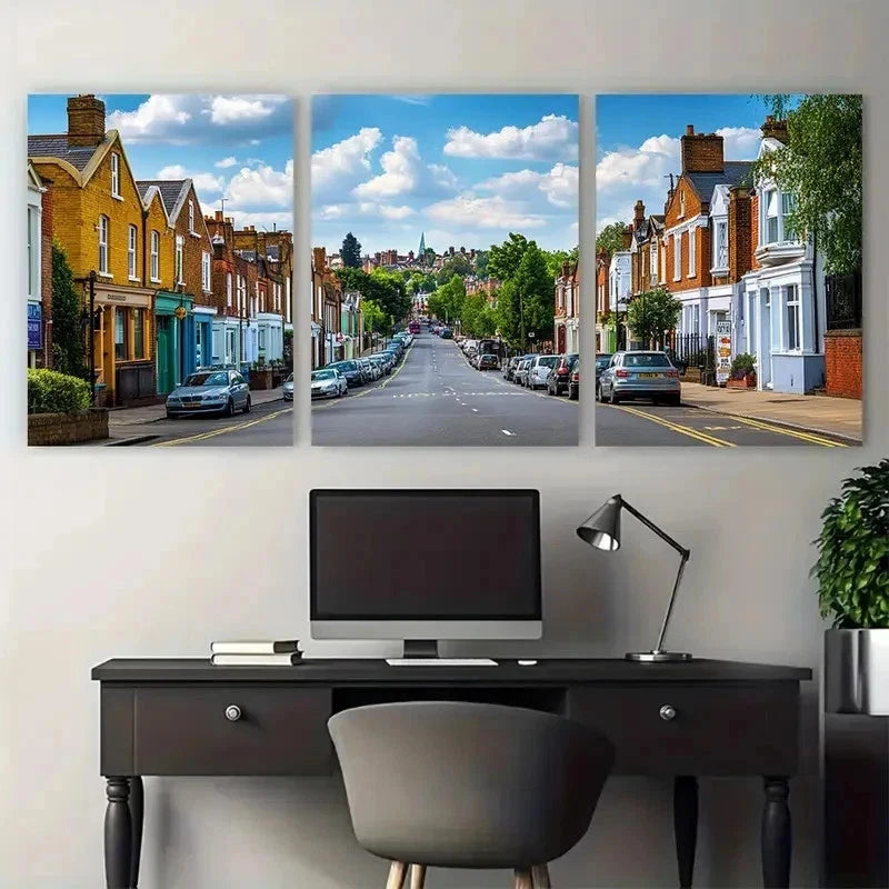 3pcs Baxley England British Décor Perfect Wall Art Set Canvas Framed 60x90cm - High Quality Print 100% Australian Made Wall Canvas Ready to Hang - Bella Home Decor