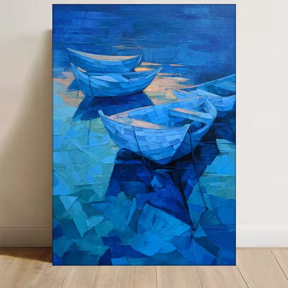 Navy Blue Abstract Maritime 60x90cm Metal Print Ready to Hang