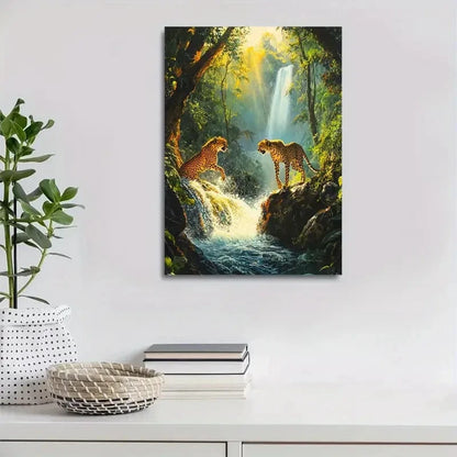 Beautiful Sunlit Trees & Serene Landscape Painting 40x60cm Metal Print Ready to Hang - Bella Home Decor