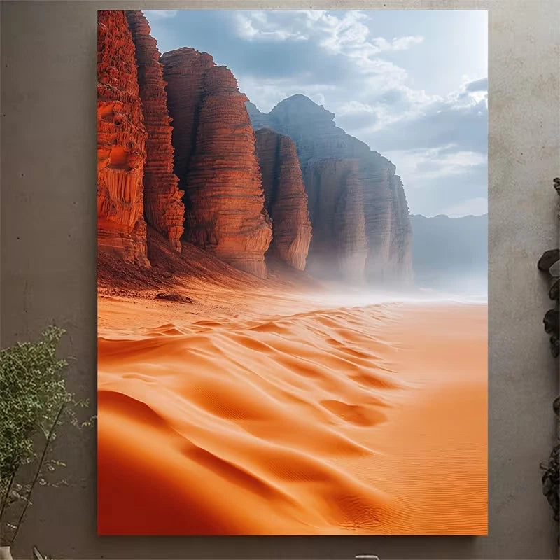Vibrant Red Sand & Rock Formations 60x90cm Metal Print Ready to Hang