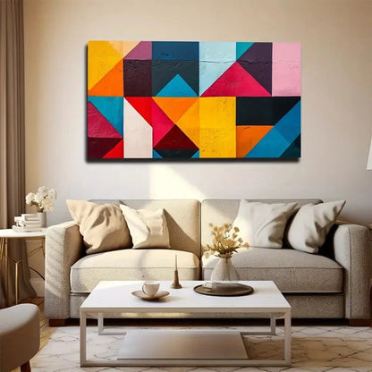 Abstract Square Graphic Wall Art Canvas Office Home Room Framed 120x60cm