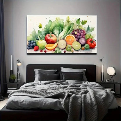 Vibrant Fruits And Vegetables Wall Art Canvas Office Home Room Framed 120x60cm