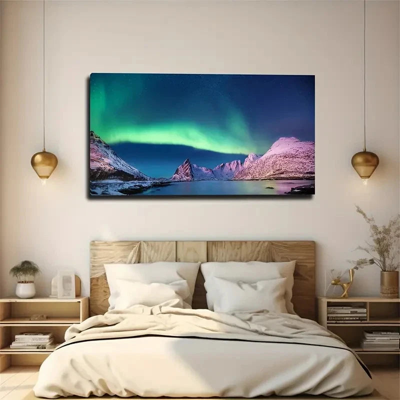 Beautiful Northern Lights Wall Art Canvas Office Home Room Framed 120x60cm