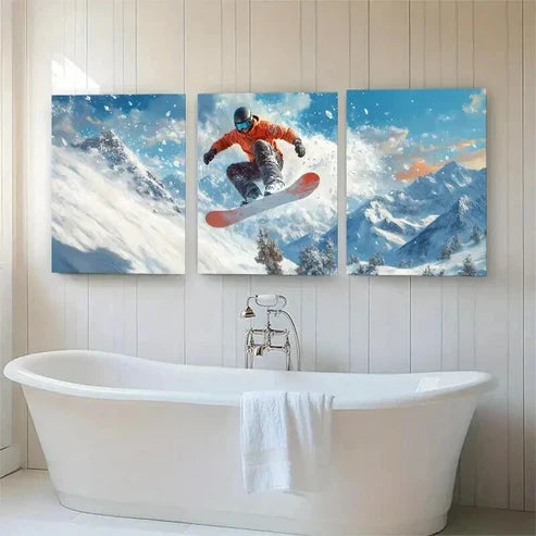 3pcs Snowboarding Adventure Perfect Wall Art Set Canvas Unframed - High Quality Print 100% Australian Made Wall Canvas