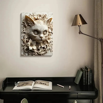 Skull Kitty Design by Hellocloudy Heart Blossoms 40x60cm Metal Print Ready to Hang - Bella Home Decor