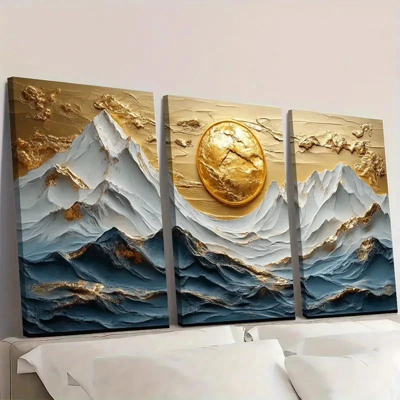 3pcs Mountain Landscape Art Texture  FL  Wall Art Set Canvas Framed 40x60cm - High Quality Print 100% Australian Made Wall Canvas Ready to Hang - Bella Home Decor