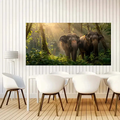 Realistic Wild Elephant wall canvas office home room framed 120x60cm - Bella Home Decor
