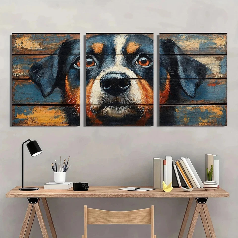 3pcs Moody Animal Rustic Vintage Dog Metal Print Ready to Hang Art - Bella Home Decor