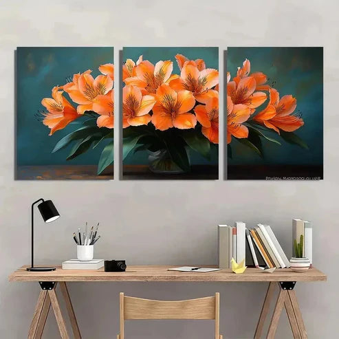 3pcs Peruvian Lilies Flower Nature Wall Art Canvas Unframed - High Quality Print 100% Australian Made Wall Canvas