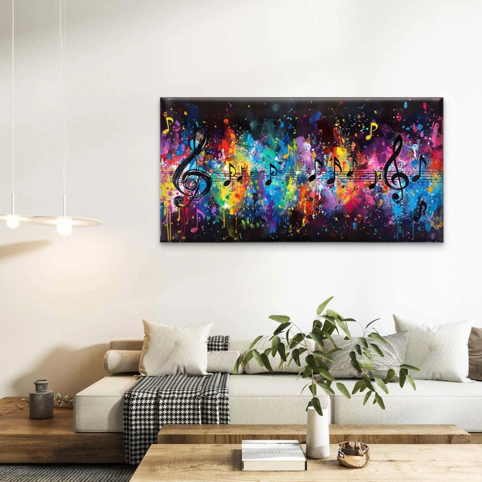 Colorful Notes and Symbols Wall Art Canvas Office Home Room Framed 120x60cm