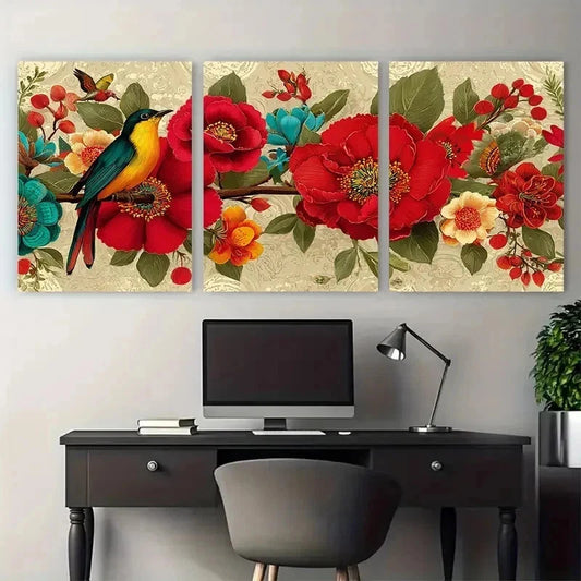 3pcs Vintage Venezuela Floral Latin Perfect Wall Art Set Canvas Framed 40x60cm - High Quality Print 100% Australian Made Wall Canvas Ready to Hang