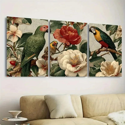3pcs Tropical birds diamond Wall Art Set Canvas Framed 50x70cm - High Quality Print 100% Australian Made Wall Canvas Ready to Hang