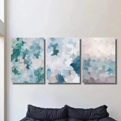 3pcs Blue White Color Texture Illustration Wall Art Set Canvas Unframed - High Quality Print 100% Australian Made Wall Canvas - Bella Home Decor
