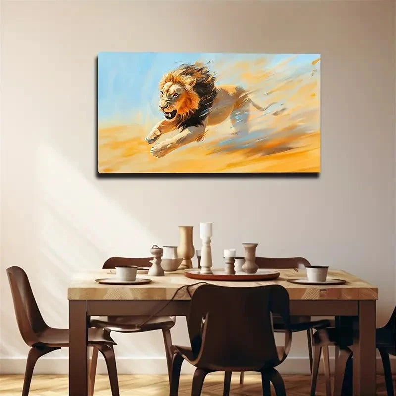 The Galloming Lion Is Suitable Wall Art Canvas Office Home Room Framed 120x60cm