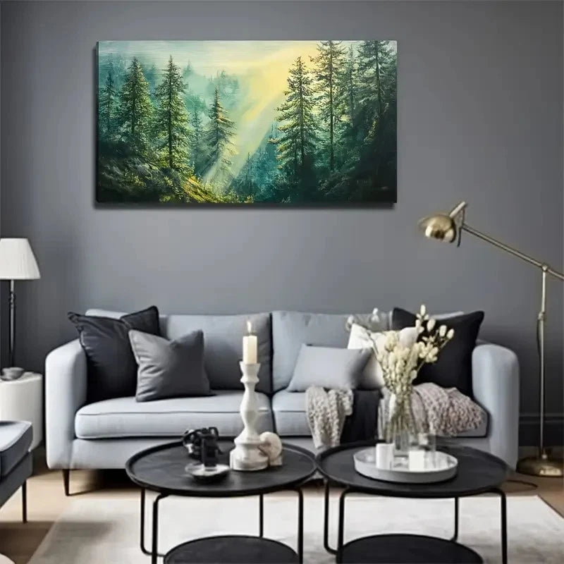 Sunlight Woods Suitable Wall Art Canvas Office Home Room Framed 120x60cm