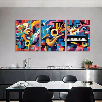 3pcs Abstract Music Instrument Colorful Perfect Art Set Canvas Unframed - High Quality Print 100% Australian Made Wall Canvas - Bella Home Decor