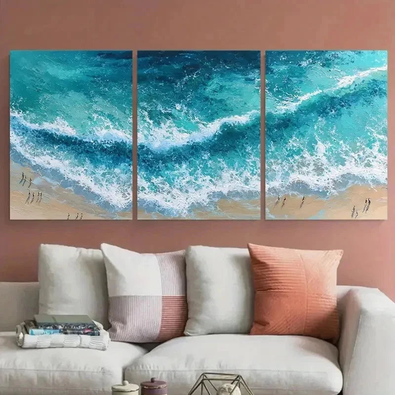 3pcs Coastal Seascape Summer Beach Perfect Wall Art Set Canvas Framed 60x90cm - High Quality Print 100% Australian Made Wall Canvas Ready to Hang - Bella Home Decor