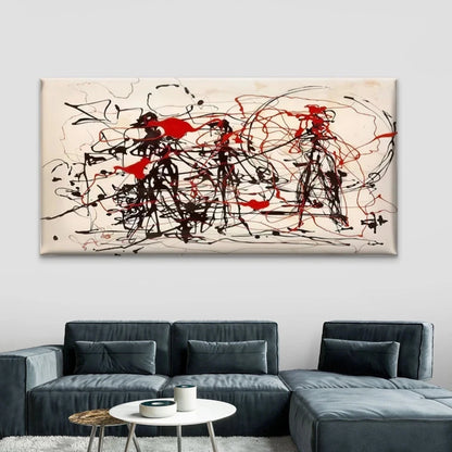 Abstract Red & Black Splatter Wall Art Canvas Office Home Room Framed 120x60cm