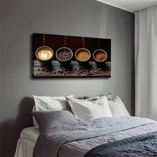 Coffee Cocoa Powder Minimalist Wall Art Canvas Office Home Room Framed 120x60cm