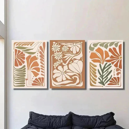 3pcs Abstract Floral Botanical Flowers Wall Art Canvas Unframed - High Quality Print 100% Australian Made Wall Canvas - Bella Home Decor