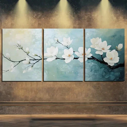 3pcs White Flower Colorful Nature Beauty Perfect Wall Art Set Canvas Unframed - High Quality Print 100% Australian Made Wall Canvas