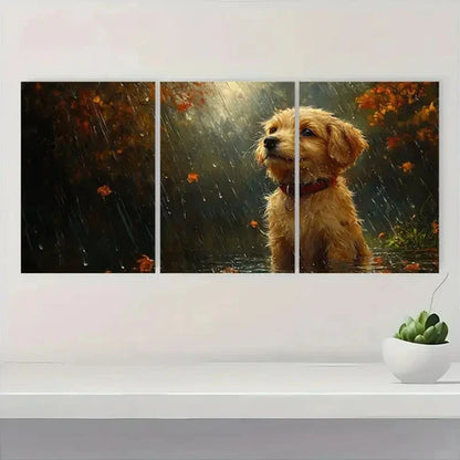 3pcs Dog Art, Whimsical Art WA Wall Art Set Canvas Unframed - High Quality Print 100% Australian Made Wall Canvas - Bella Home Decor
