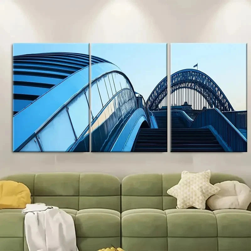3pcs Gates head Millennium Bridge Perfect Wall Art Set Canvas Framed 40x60cm - High Quality Print 100% Australian Made Wall Canvas Ready to Hang - Bella Home Decor