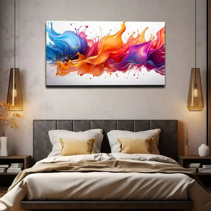 Vibrant Color Splash White Wall Art canvas office home room framed 120x60cm
