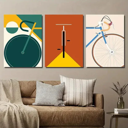 3pcs Vibrant Abstract Cycling Décor Wall Art Canvas Unframed - High Quality Print 100% Australian Made Wall Canvas
