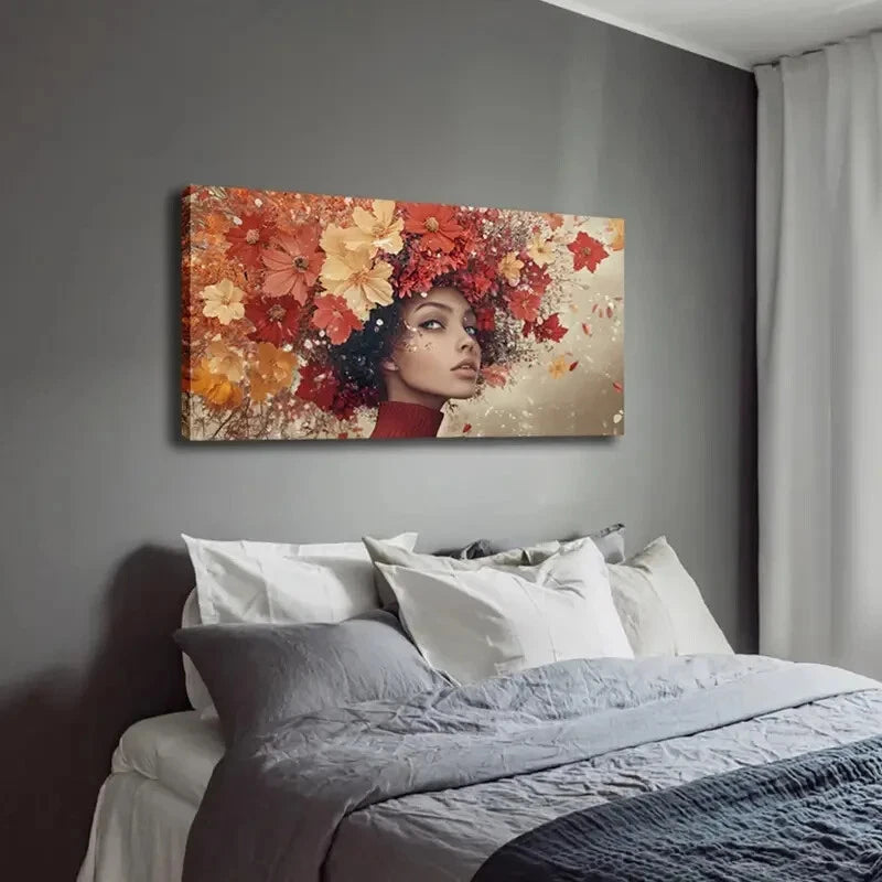 Modern Minimalist Autumn Floral Wall Art Canvas Office Home Room Framed 120x60cm - Bella Home Decor